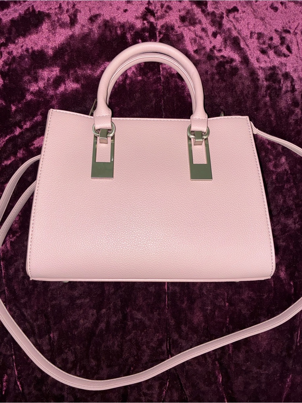 Mauve Structured Top-Handle bag